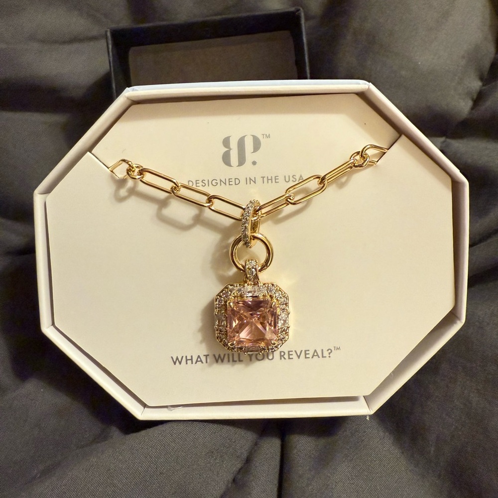 Bomb Party A Sparkle in the Breeze Rose Quartz CZ on gold plating NEW